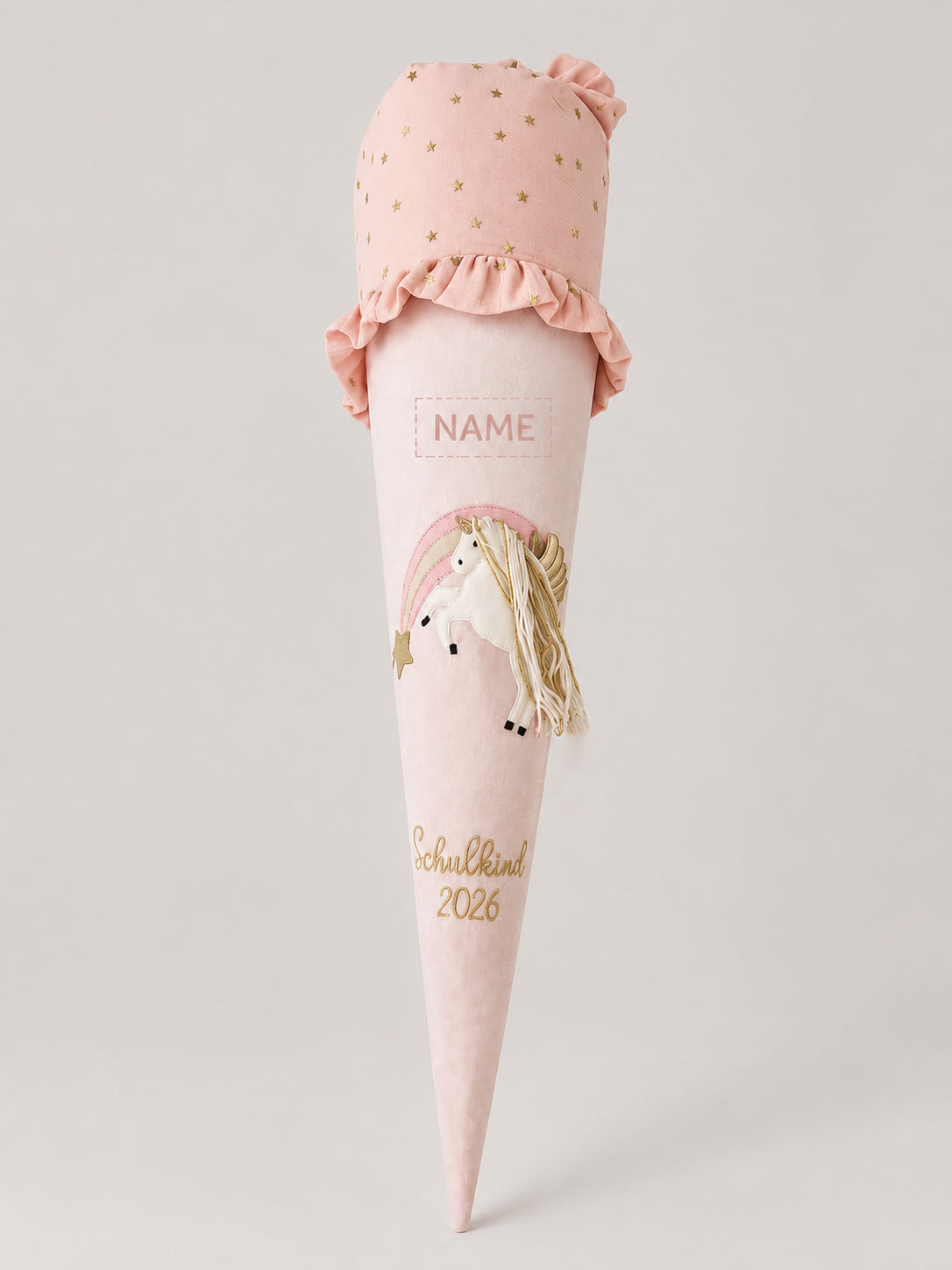 Personalisierte Schultüte Einhorn Rosa | Handgefertigt mit Wunschname | 70 cm | Schulkind 2026