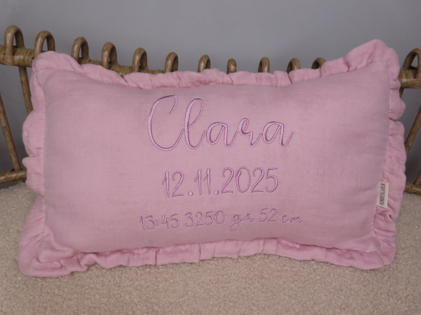 SET Personalisiertes Kissen + Decke aus Musselin - 4-lagig, 100% Baumwolle