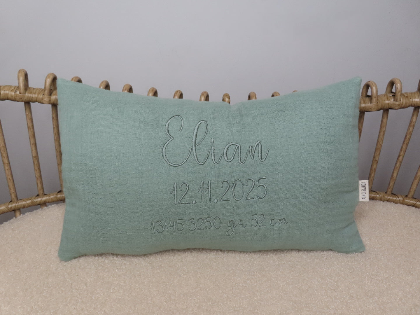 SET Personalisiertes Kissen + Decke aus Musselin - 4-lagig, 100% Baumwolle