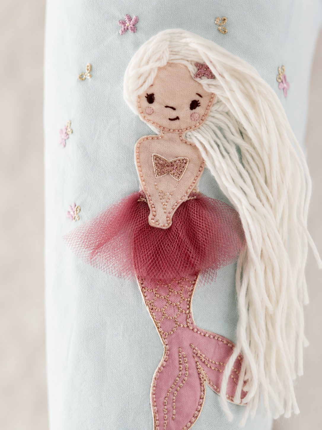 Personalisierte Schultüte Meerjungfrau 70 cm mit Namen in türkis| Stoffschultüte Schulkind 2026 | inkl. Papprohling | optional Kissen