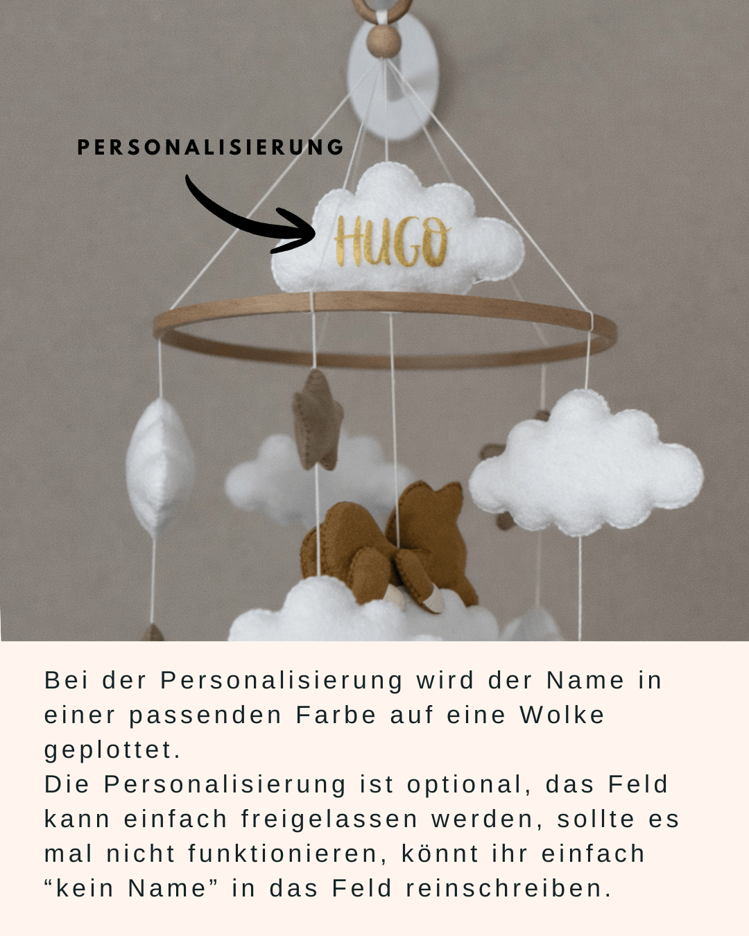 Handgemachtes Mobilé „Schwanensee Traum“ mit drei Schwänen, Wolken und Herzen in weiß und rosa - Kindesglueck Baby - Mobiles