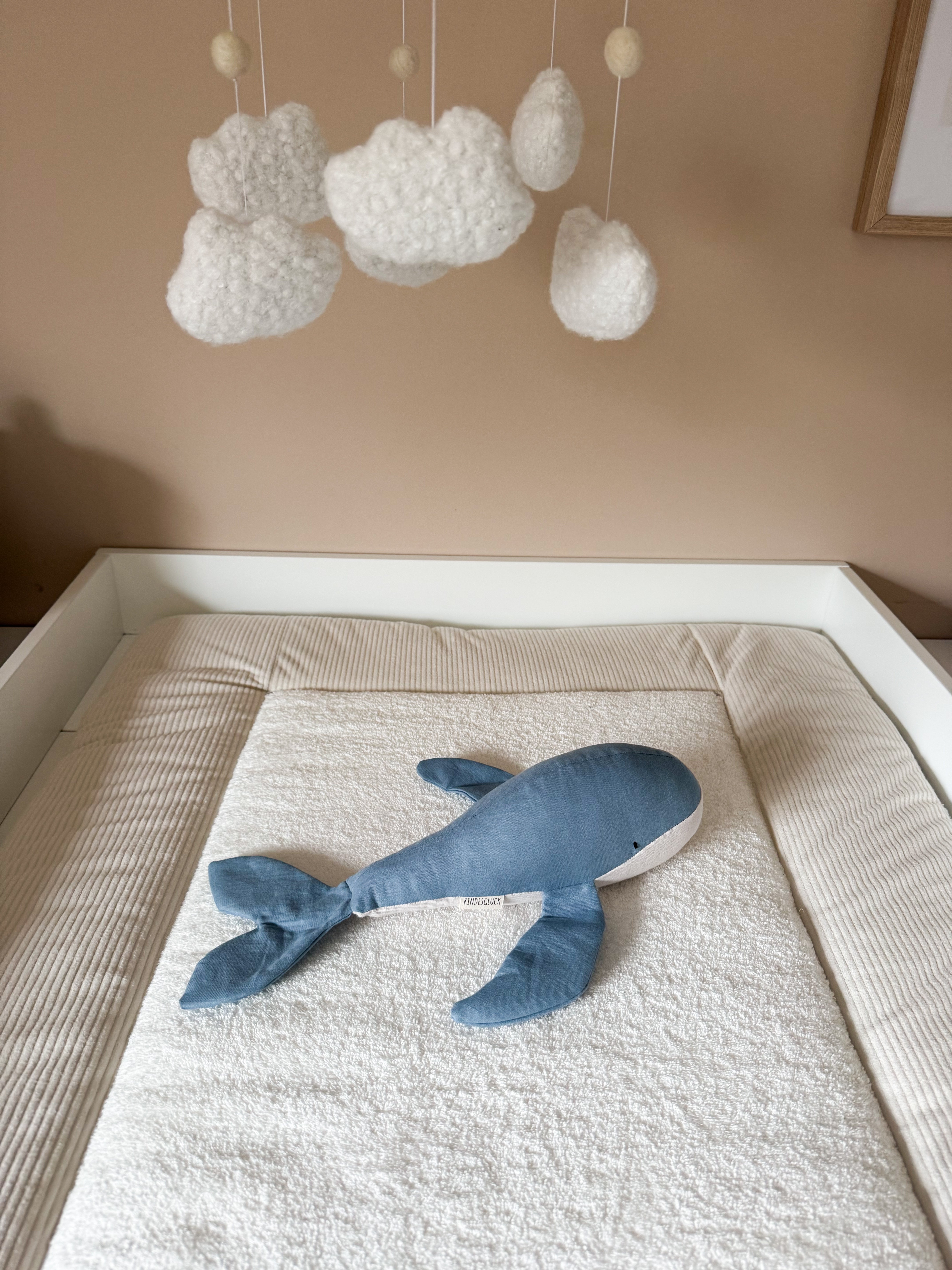 Kuscheltier Wal aus Leinen in blau - Kindesglueck Kuscheltier