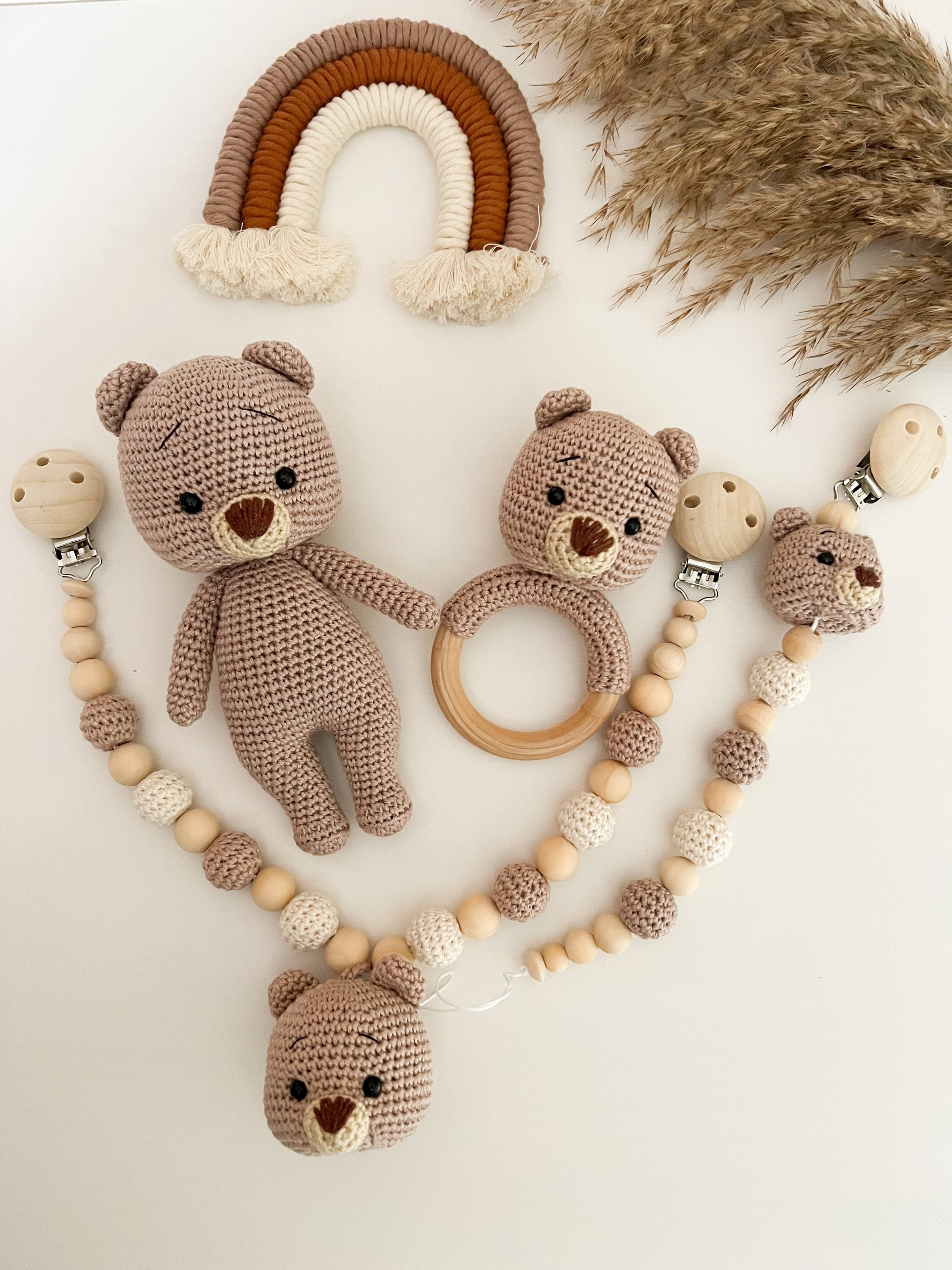 6pc Starter Set /Gift Set For Newborn In Bear Print Brown Color main image 1