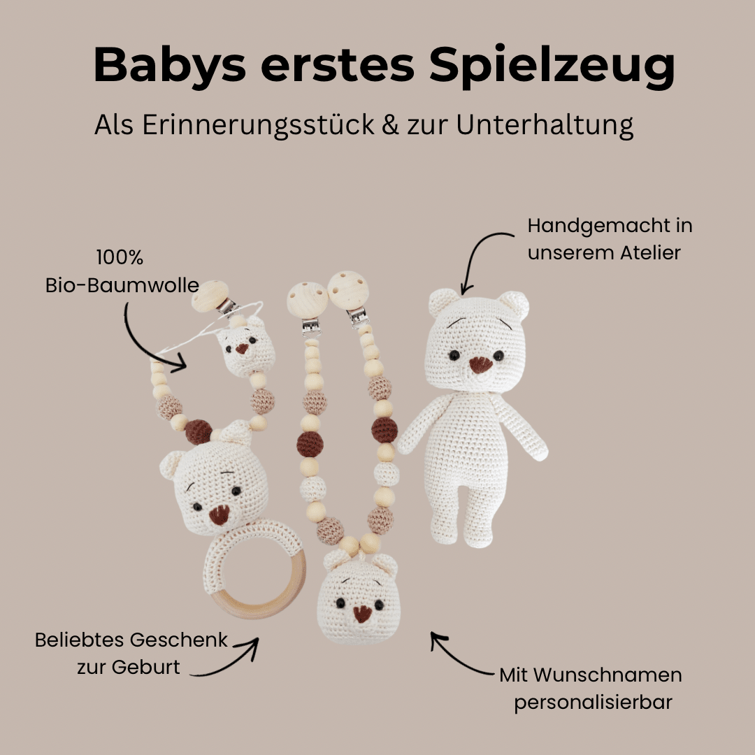 Set “white bear” aus 100% Baumwolle - Kindesglueck Geschenksets für Babys