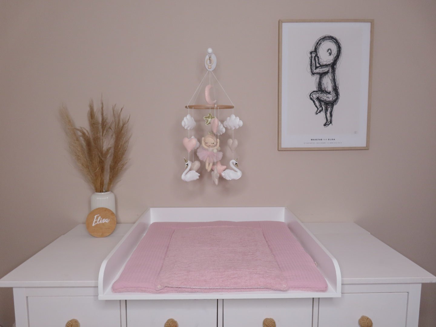 Wickelauflage „soft Rose“ – 100% Baumwolle - Waffelpique (Oeko - Tex) mit abnehmbarer Frotteeauflage - Kindesglueck