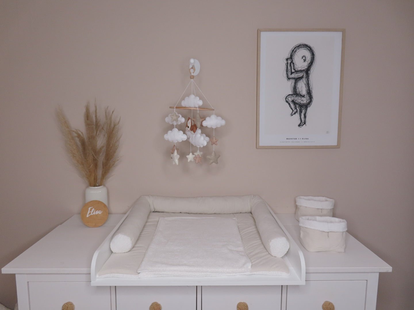 Wickelset „Pure Softness“ in soft Cream Cord – Wickelunterlage aus Waffelpique mit Bettschlange & Utensilos (inkl. gratis Wechselauflage) - Kindesglueck