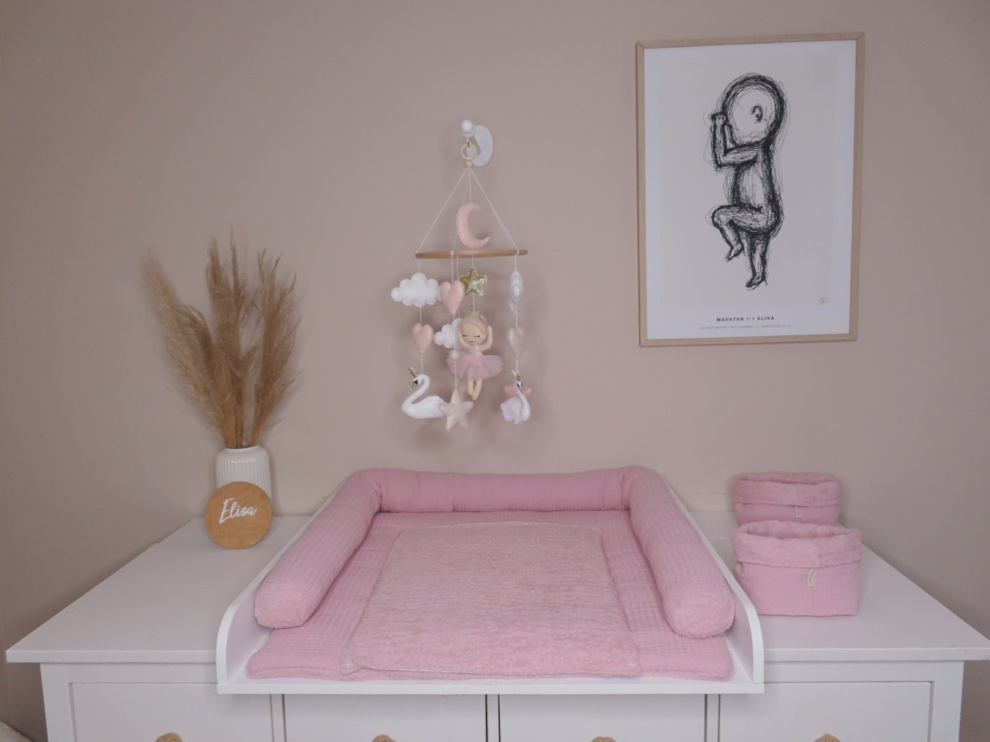 Wickelset „Pure Softness“ in soft Rose – Wickelunterlage aus Waffelpique mit Bettschlange & Utensilos (inkl. gratis Wechselauflage) - Kindesglueck