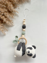 Newborn Set „hanging Panda“ mit einem Panda in Anthrazit und Pastellgrün