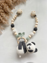 Newborn Set „hanging Panda“ mit einem Panda in Anthrazit und Pastellgrün