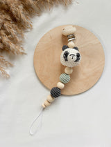 Newborn Set „hanging Panda“ mit einem Panda in Anthrazit und Pastellgrün