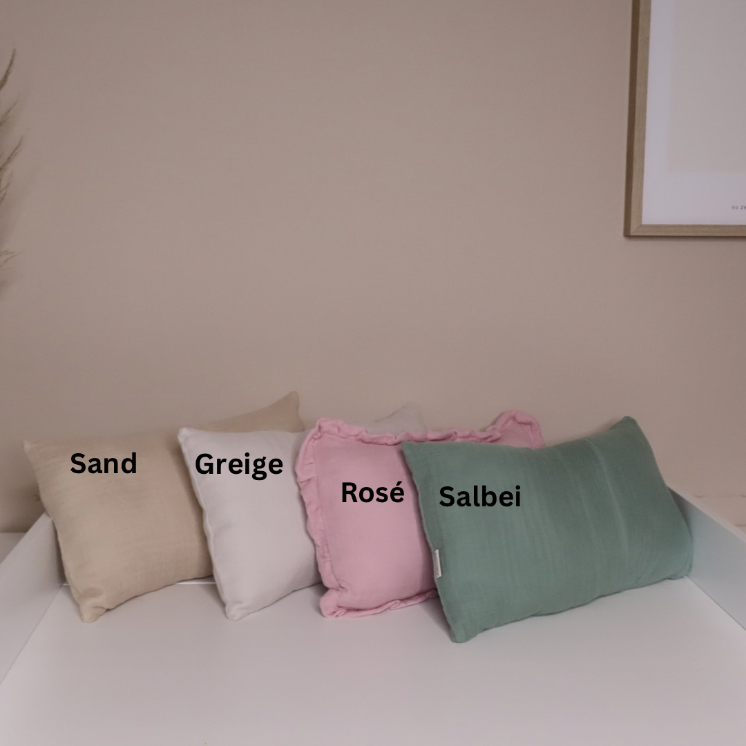 SET Personalisiertes Kissen + Decke aus Musselin - 4-lagig, 100% Baumwolle