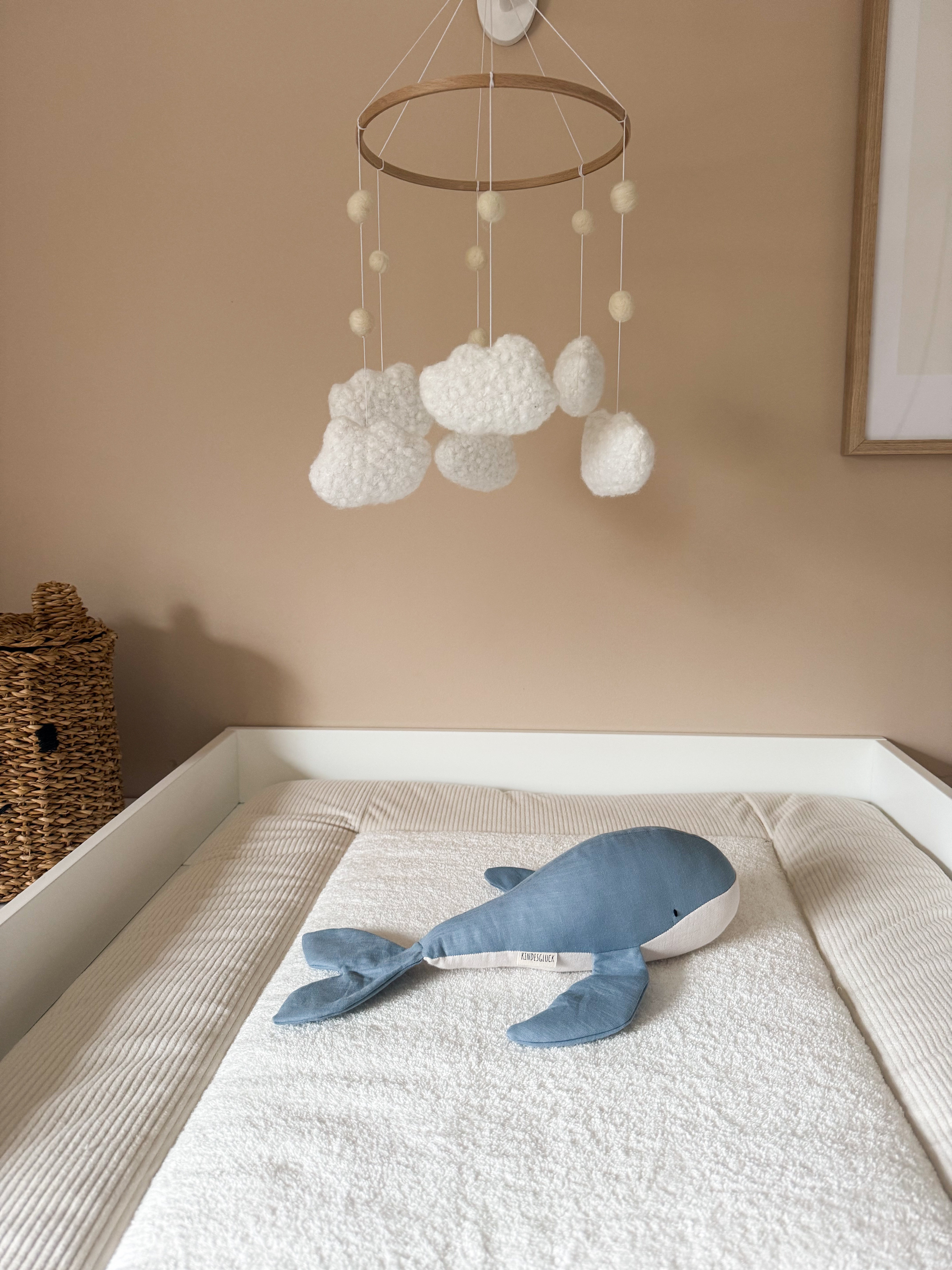 Kuscheltier Wal aus Leinen in blau - Kindesglueck Kuscheltier