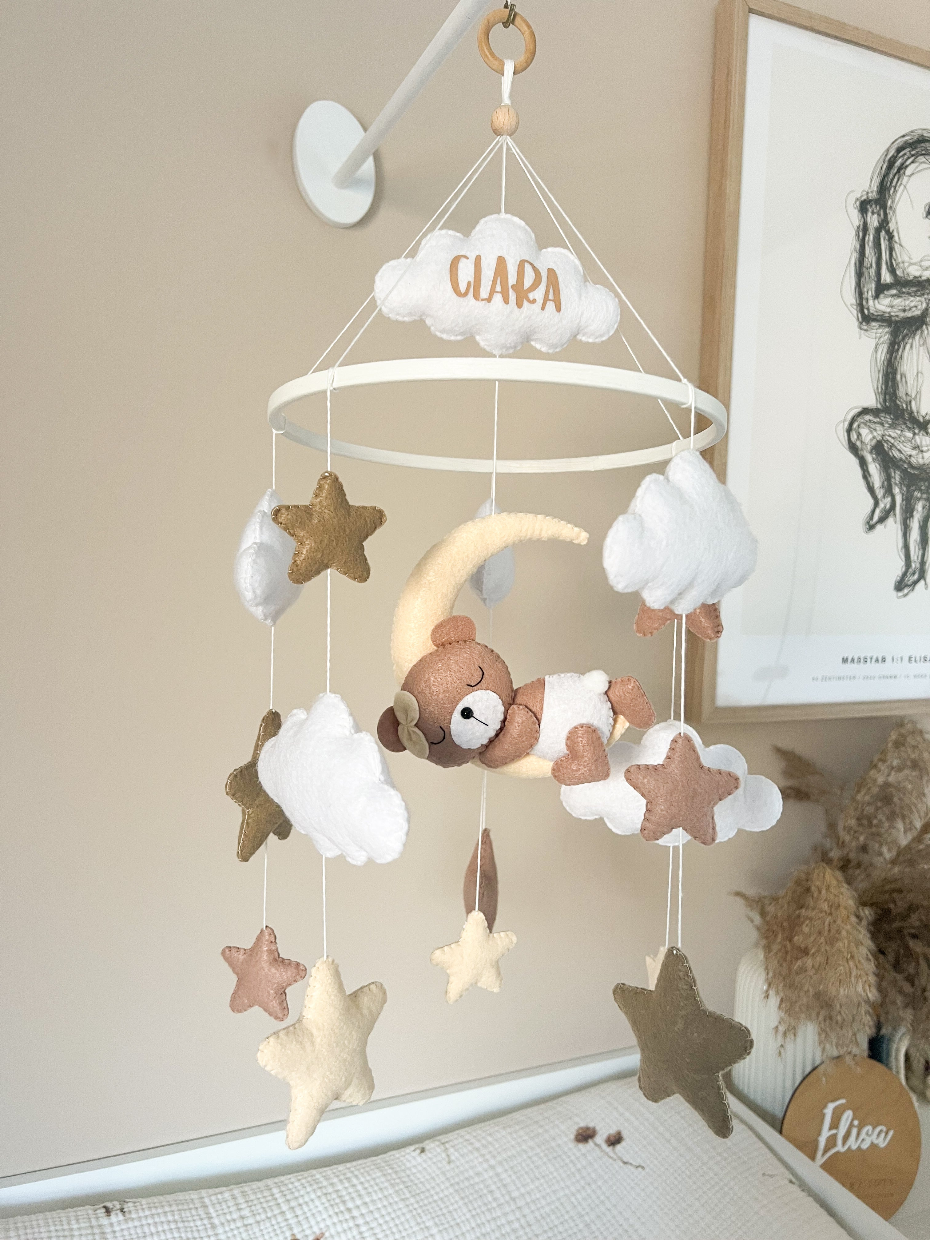 Mobile "schlafender Bär mit Schleife" - Kindesglueck Baby - Mobiles