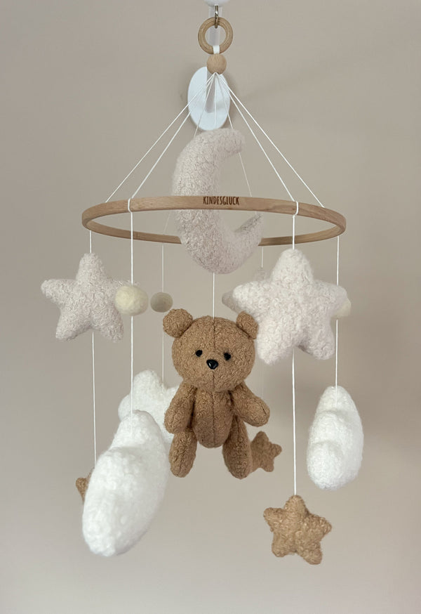 Mobilé „Ted“ in braun aus Boucle - Kindesglueck Baby - Mobiles