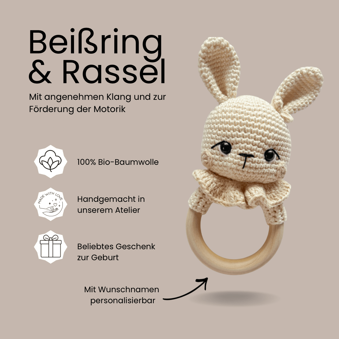 Neugeborenen - Set „Bunny“ in Beige und Pastellrosa - Kindesglueck Geschenksets für Babys