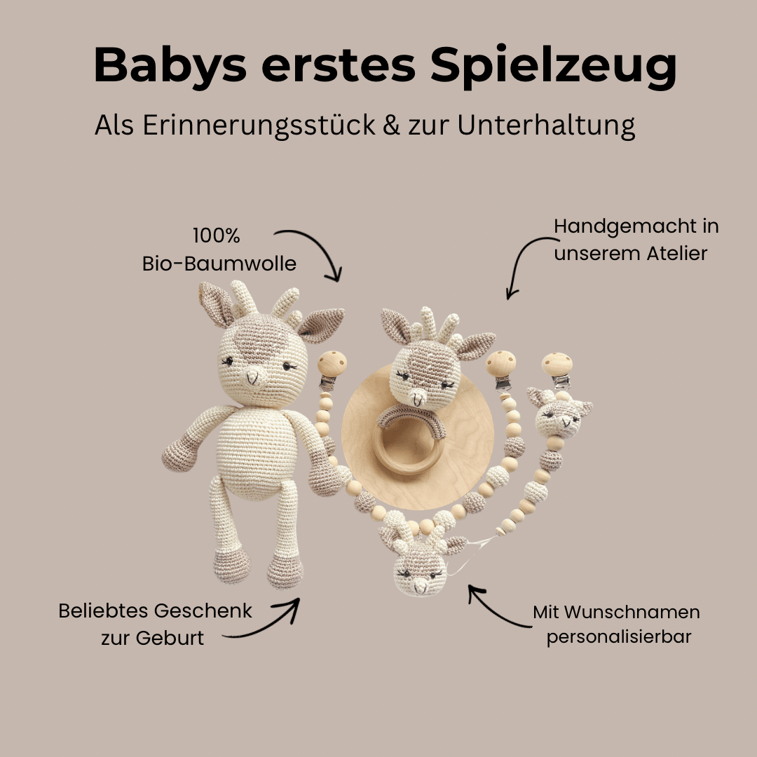 Neugeborenen - Set „little deer“ hellbeige - Kindesglueck Amigurumi