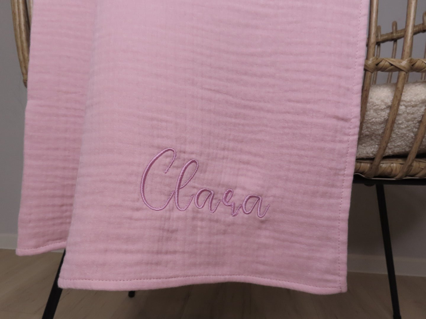 Personalisierte Musselindecke 65x65 - 4 - lagig, 100% Baumwolle - Kindesglueck