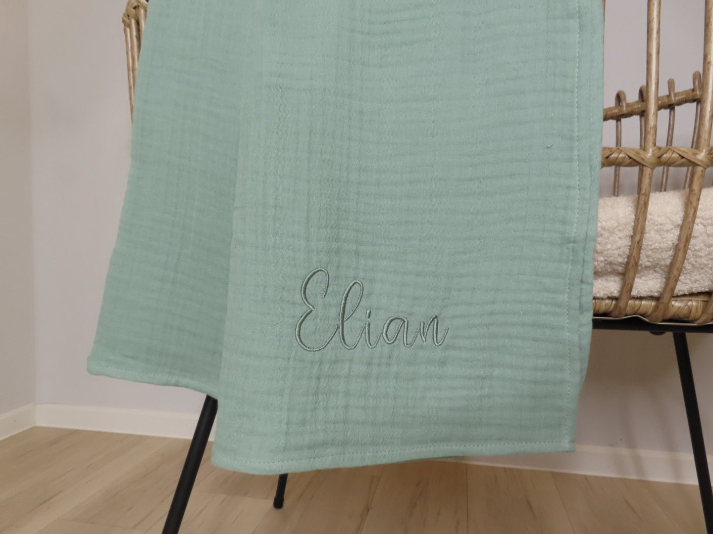 Personalisierte Musselindecke 65x65 - 4 - lagig, 100% Baumwolle - Kindesglueck