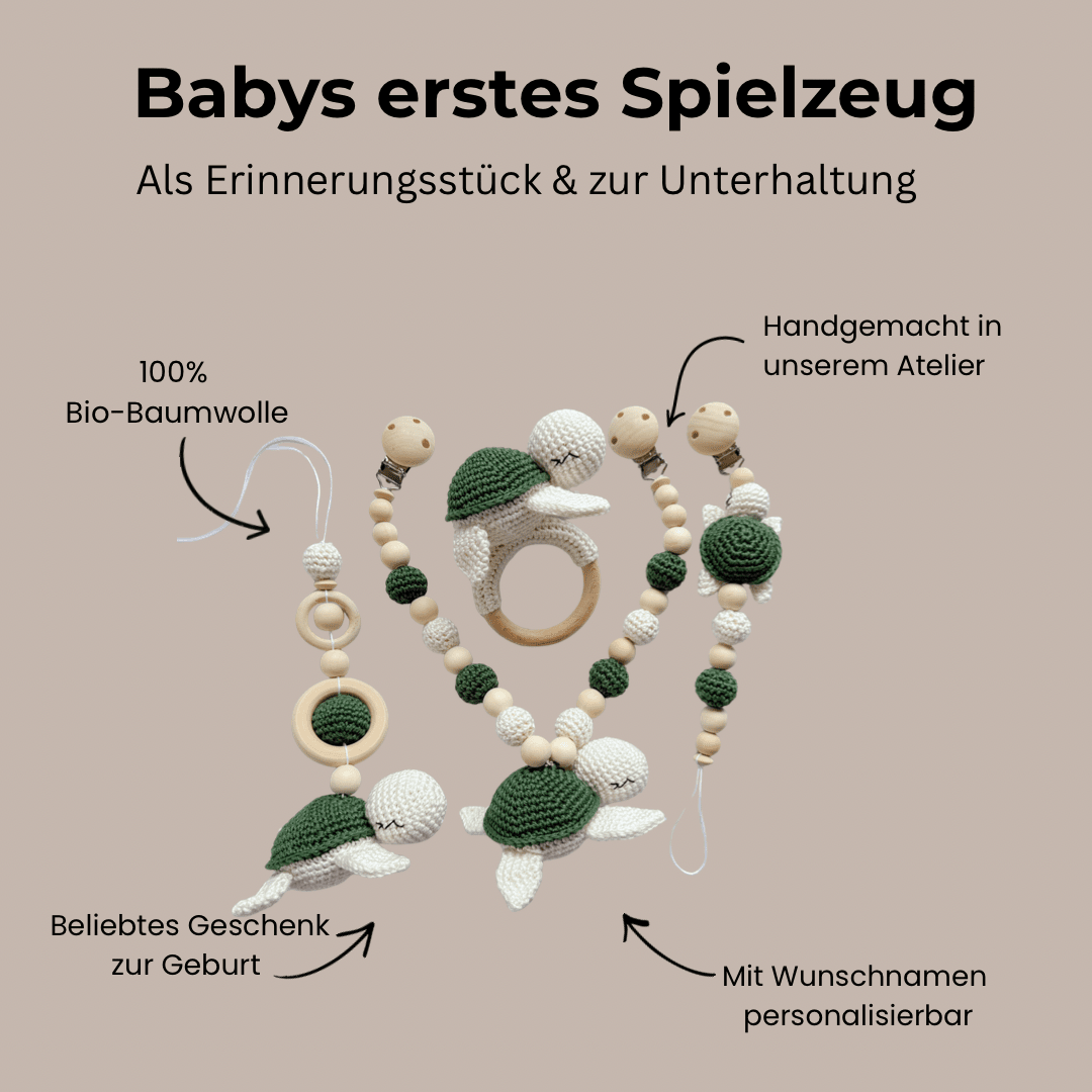 Set Schildkröte in Dunkelgrün - Kindesglueck Geschenksets für Babys