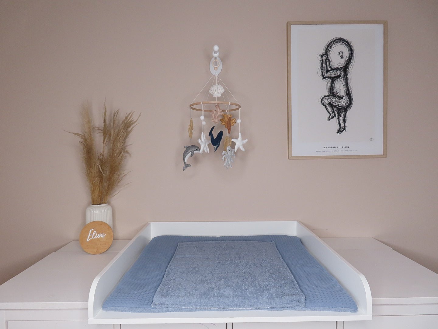 Wickelauflage „Indigo Blau“ – Baumwolle - Waffelpique (Oeko - Tex) mit abnehmbarer Frotteeauflage - Kindesglueck